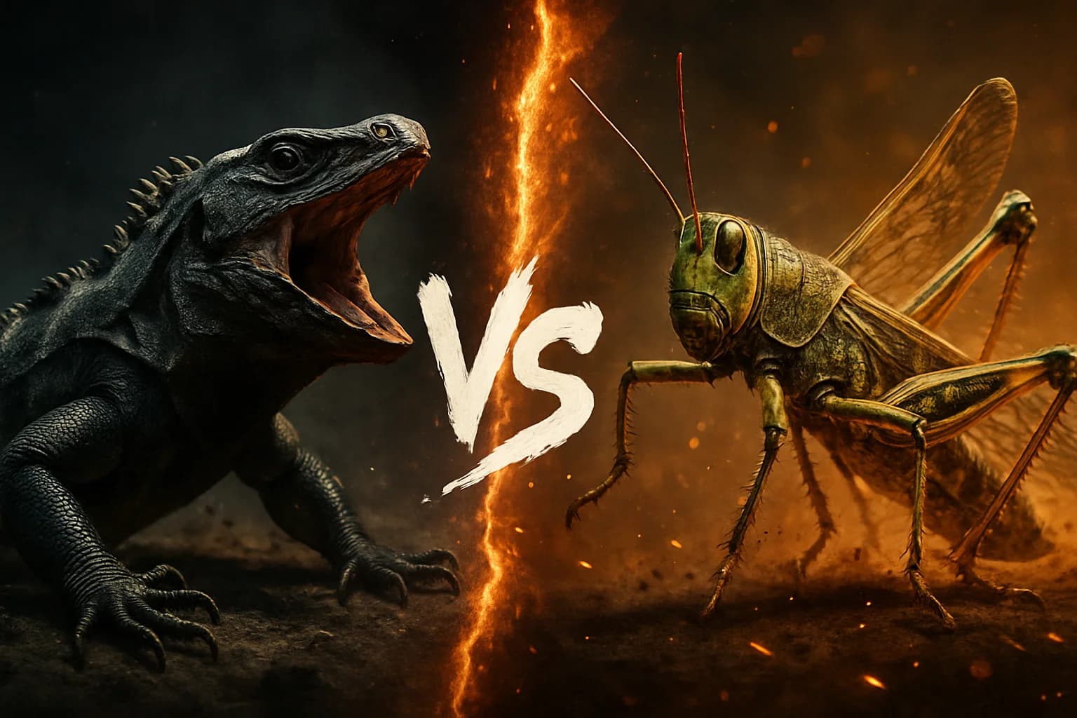 black-spiny-tailed-iguana-vs-grasshopper-and-locust comparison image on AnimalDex