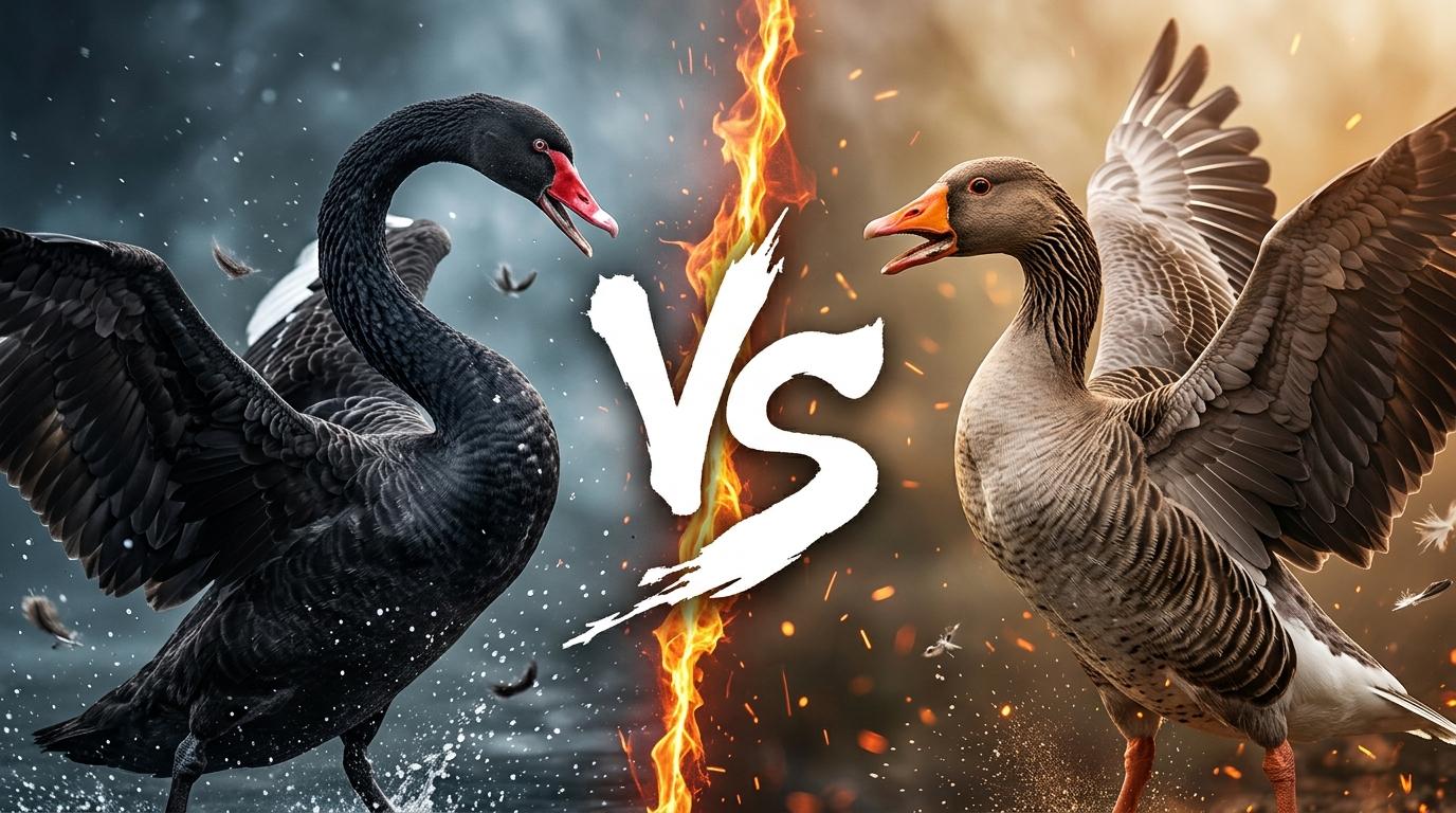black-swan-vs-domestic-goose comparison image on AnimalDex