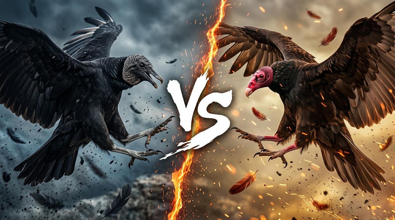 black-vulture-vs-turkey-vulture comparison image on AnimalDex