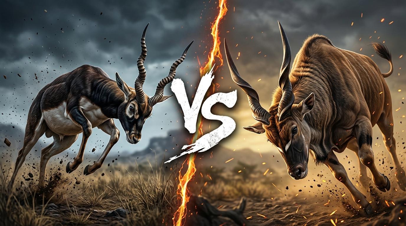 blackbuck-vs-giant-eland comparison image on AnimalDex