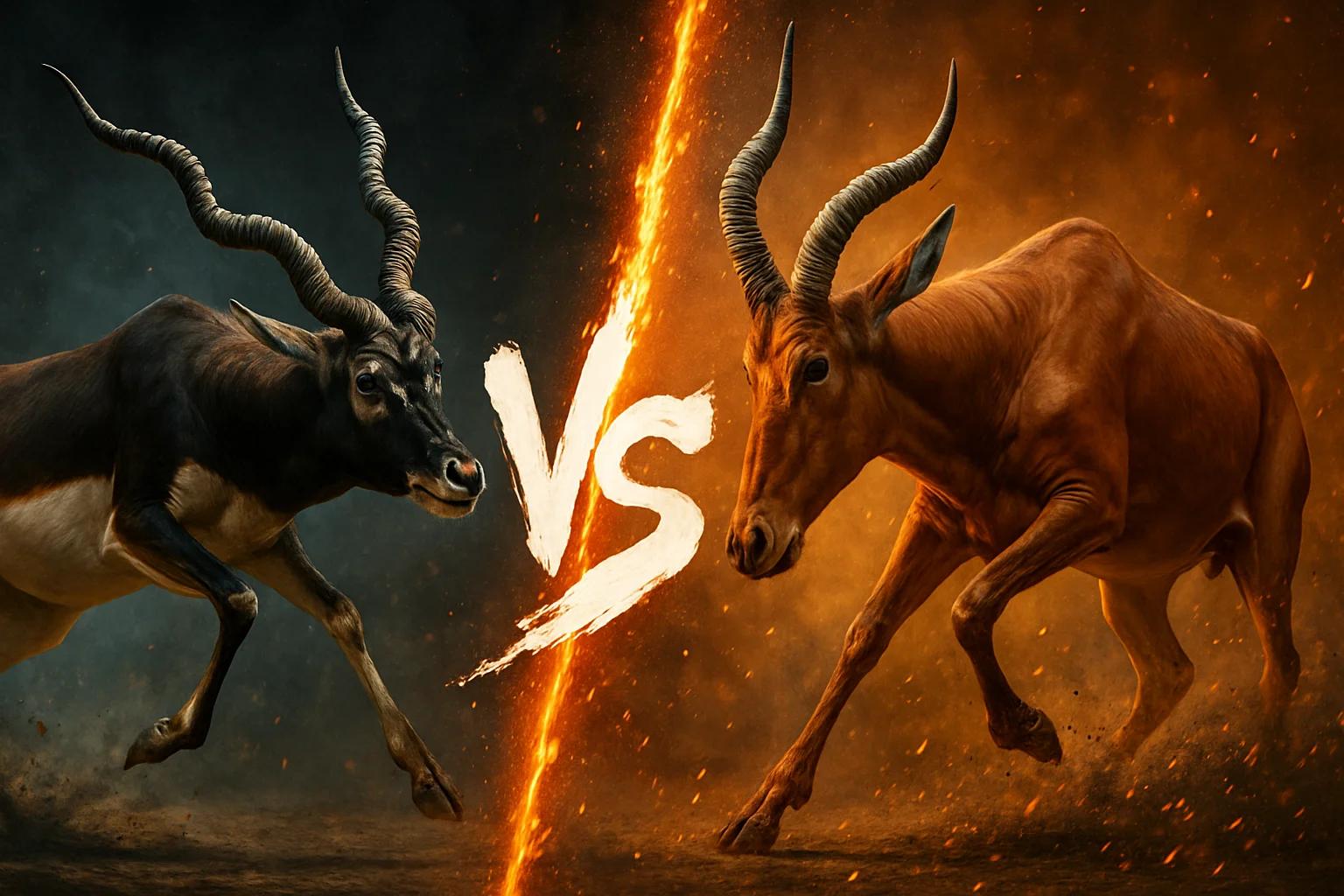blackbuck-vs-hirola comparison image on AnimalDex