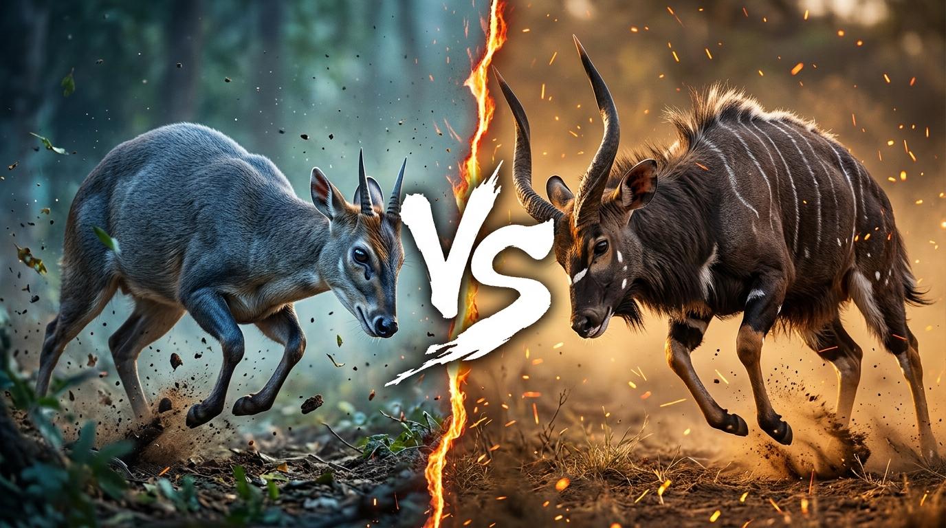 blue-duiker-vs-nyala comparison image on AnimalDex