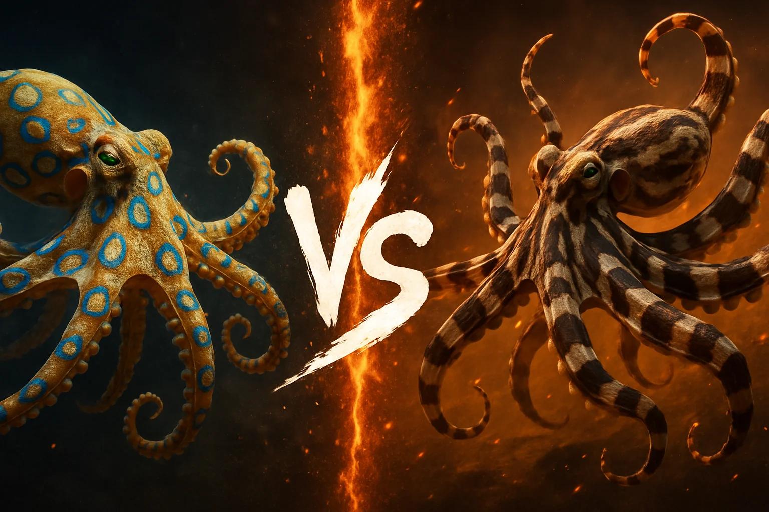 blue-ringed-octopus-vs-mimic-octopus comparison image on AnimalDex