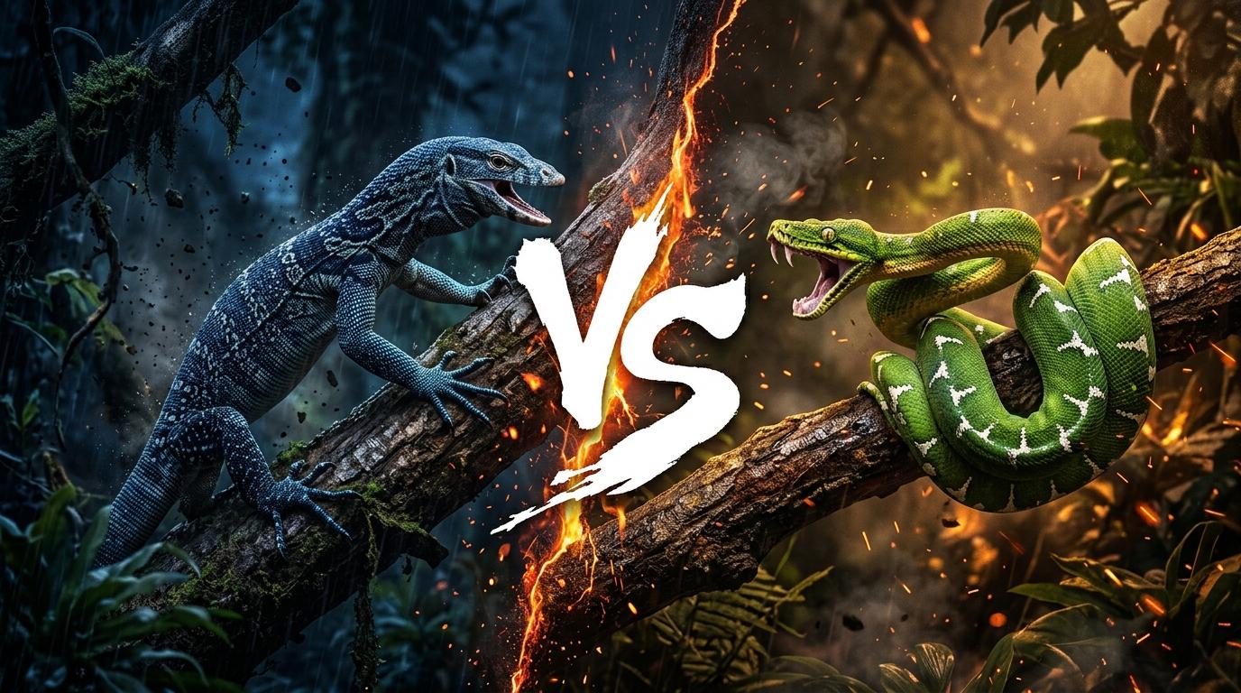 blue-tree-monitor-vs-emerald-tree-boa comparison image on AnimalDex