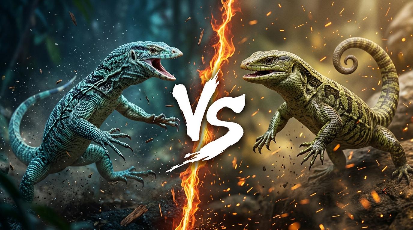 blue-tree-monitor-vs-monkey-tailed-skink comparison image on AnimalDex