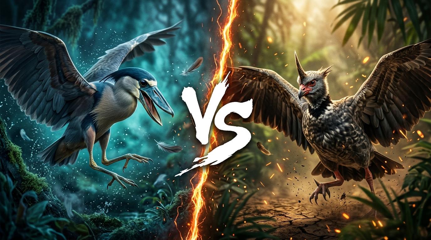 boat-billed-heron-vs-horned-screamer comparison image on AnimalDex