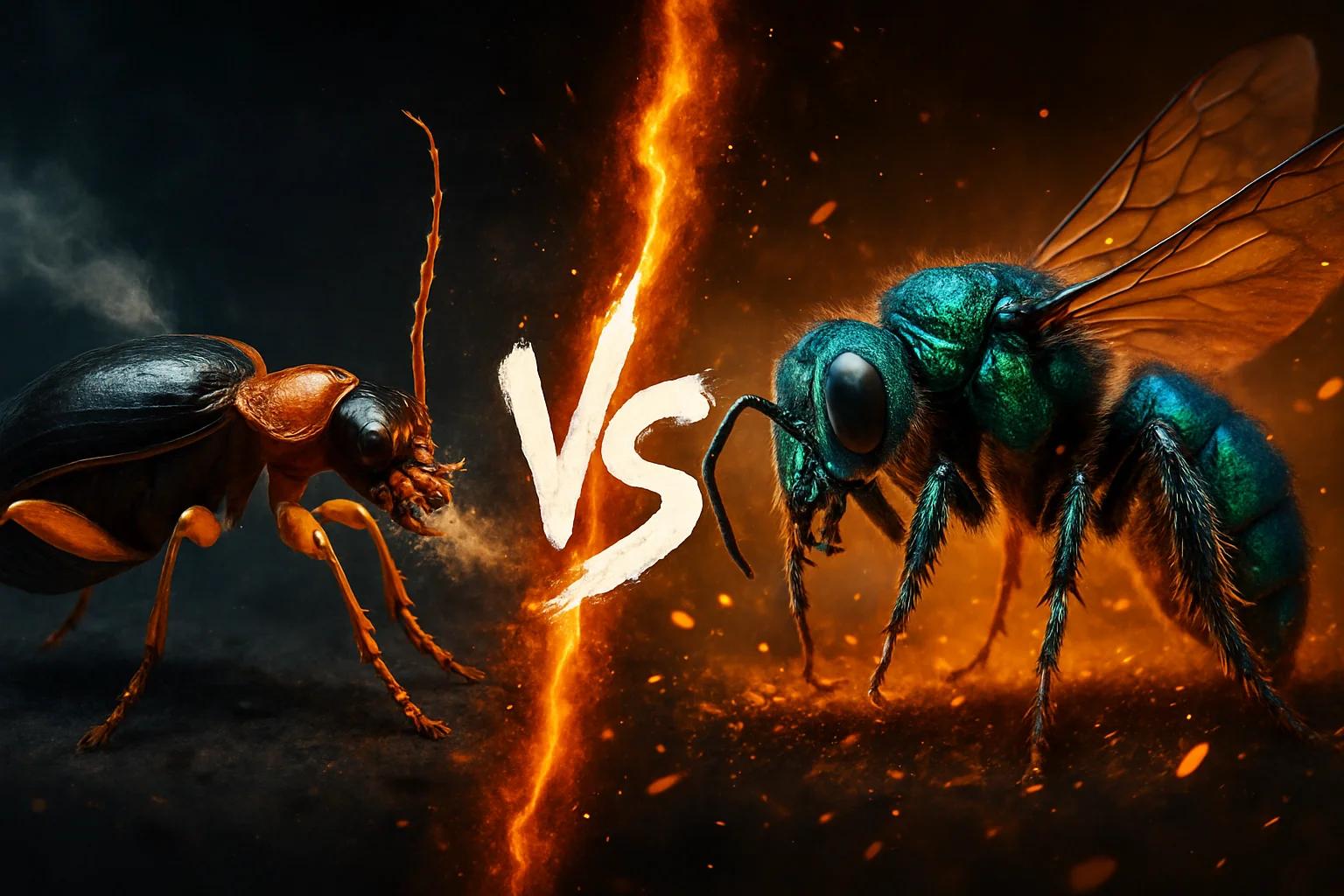 bombardier-beetle-vs-cuckoo-wasp comparison image on AnimalDex