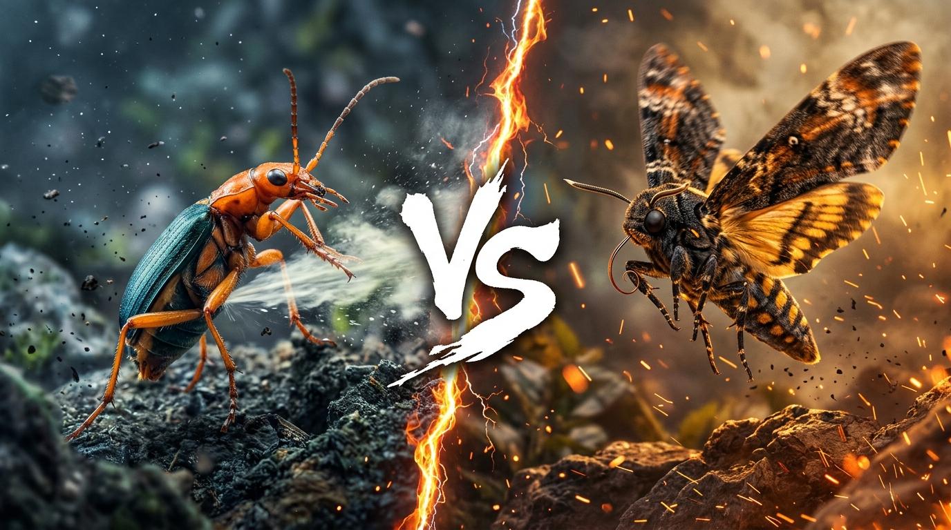bombardier-beetle-vs-deaths-head-hawkmoth comparison image on AnimalDex