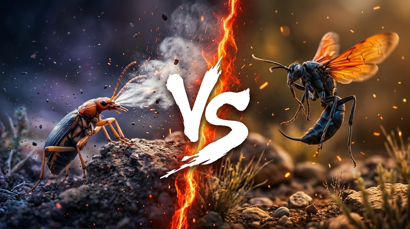 bombardier-beetle-vs-tarantula-hawk-wasp comparison image on AnimalDex