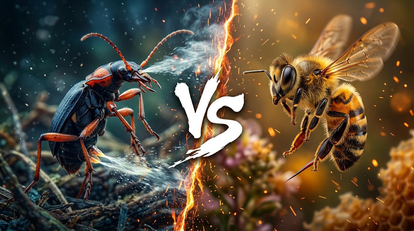bombardier-beetle-vs-western-honey-bee comparison image on AnimalDex