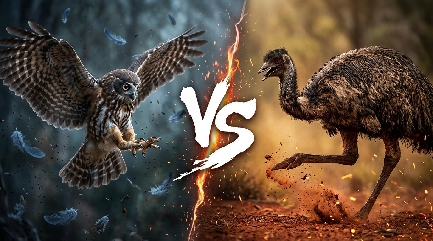 boobook-owl-vs-emu comparison image on AnimalDex