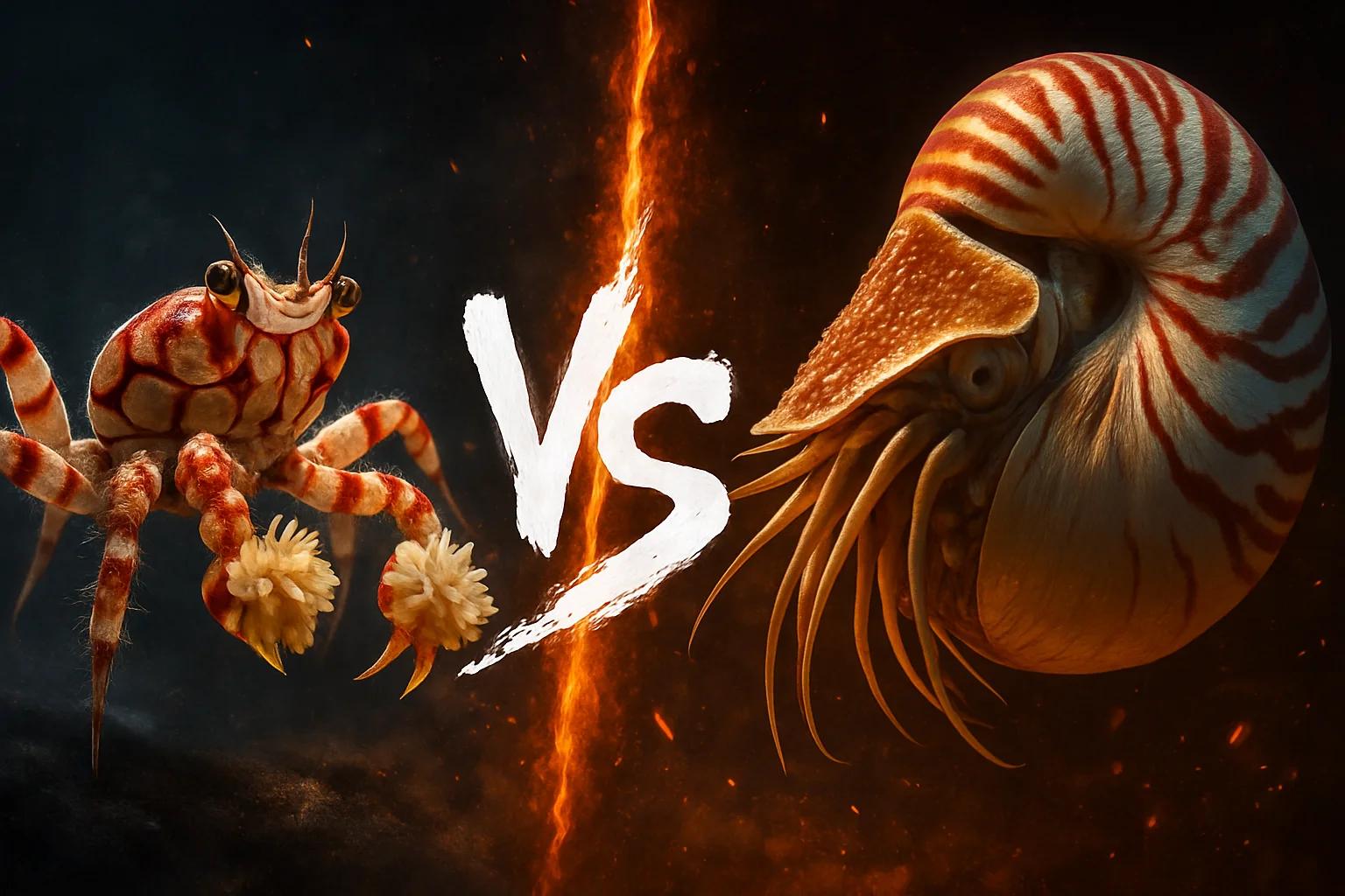 boxer-crab-vs-chambered-nautilus comparison image on AnimalDex