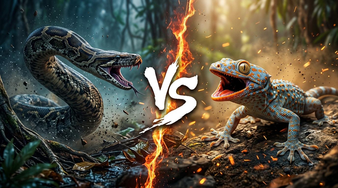 burmese-python-vs-tokay-gecko comparison image on AnimalDex