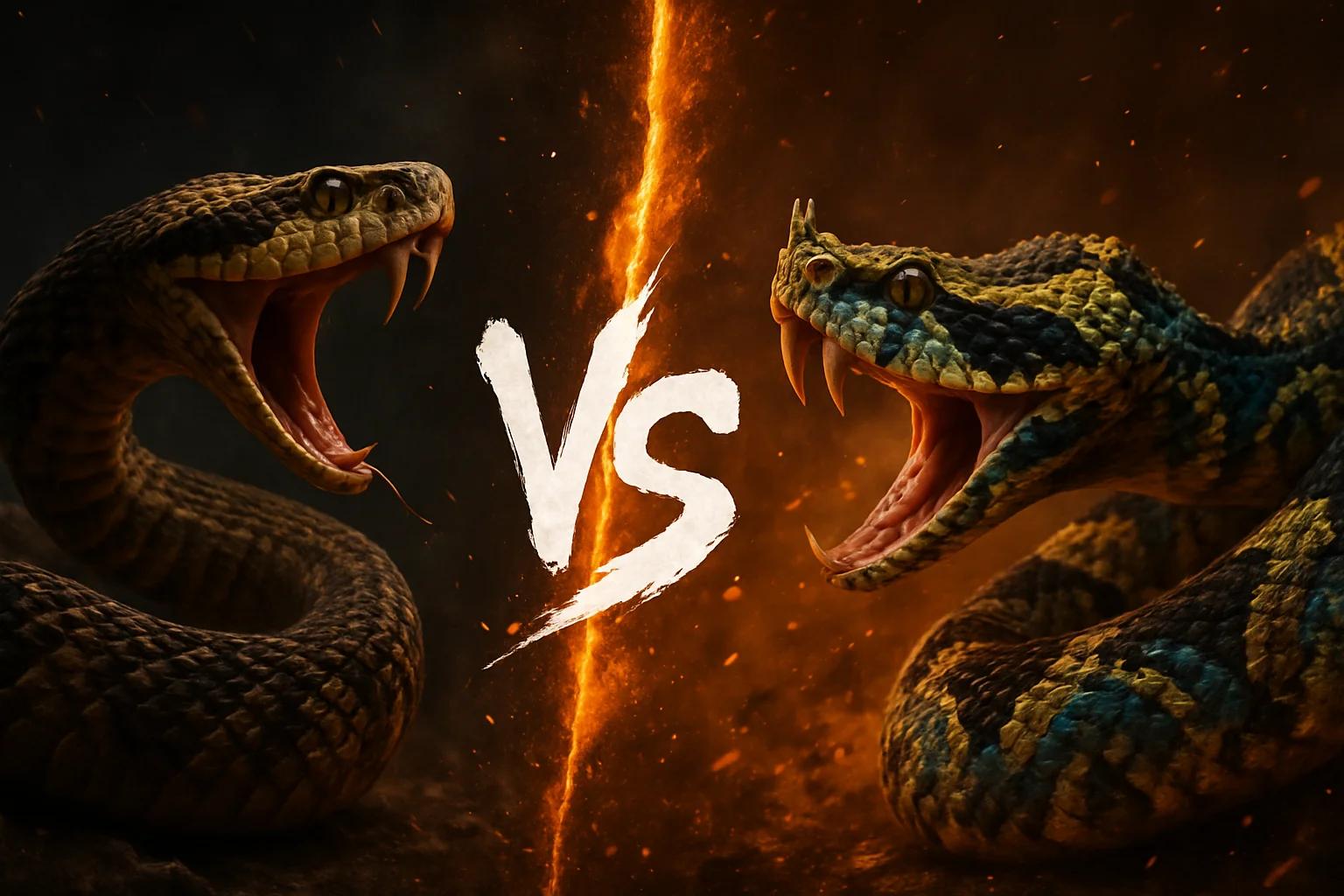 bushmaster-vs-rhinoceros-viper comparison image on AnimalDex