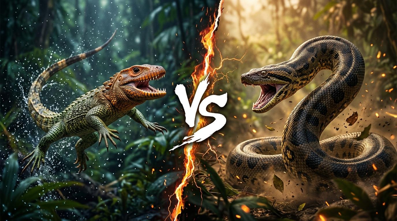 caiman-lizard-vs-green-anaconda comparison image on AnimalDex