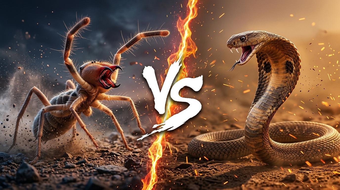 camel-spider-vs-egyptian-cobra comparison image on AnimalDex