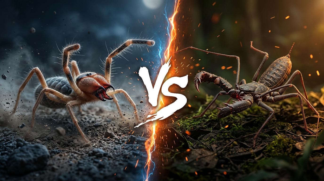camel-spider-vs-tailless-whip-scorpion comparison image on AnimalDex
