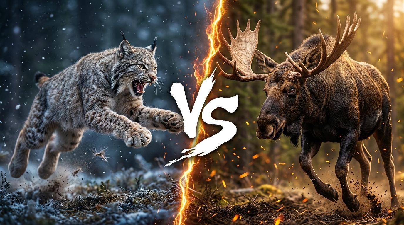 canada-lynx-vs-moose comparison image on AnimalDex