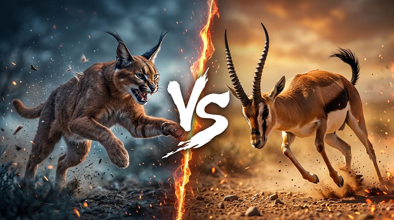 caracal-vs-goitered-gazelle comparison image on AnimalDex