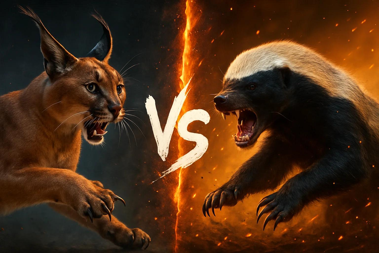 caracal-vs-honey-badger comparison image on AnimalDex