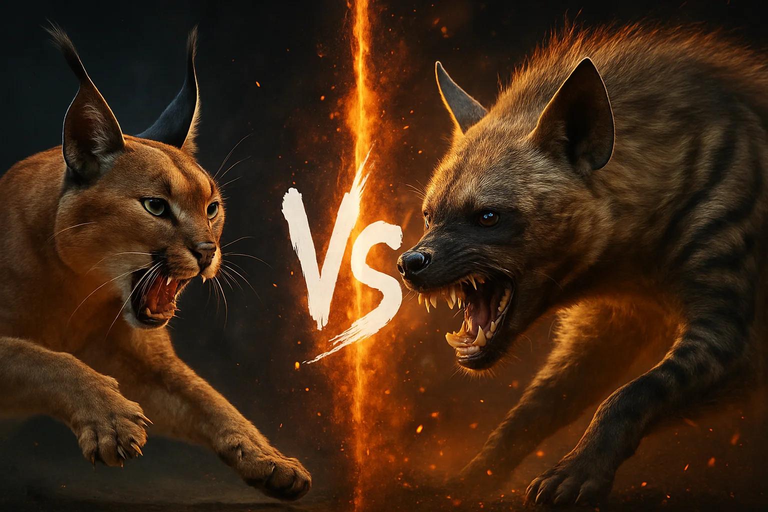 caracal-vs-striped-hyena comparison image on AnimalDex