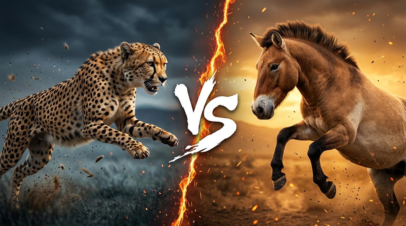 cheetah-vs-takhi comparison image on AnimalDex