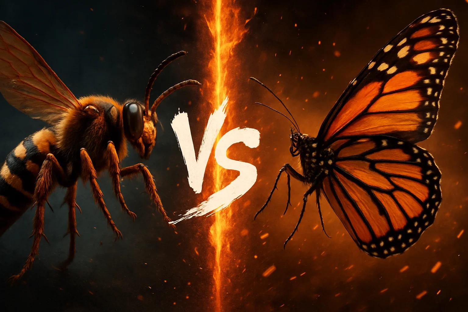 cicada-killer-wasp-vs-monarch-butterfly comparison image on AnimalDex