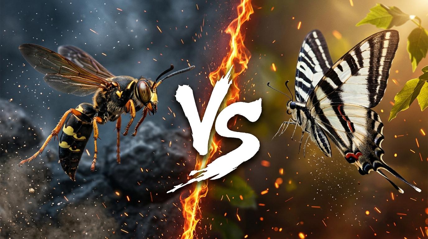 cicada-killer-wasp-vs-zebra-swallowtail comparison image on AnimalDex