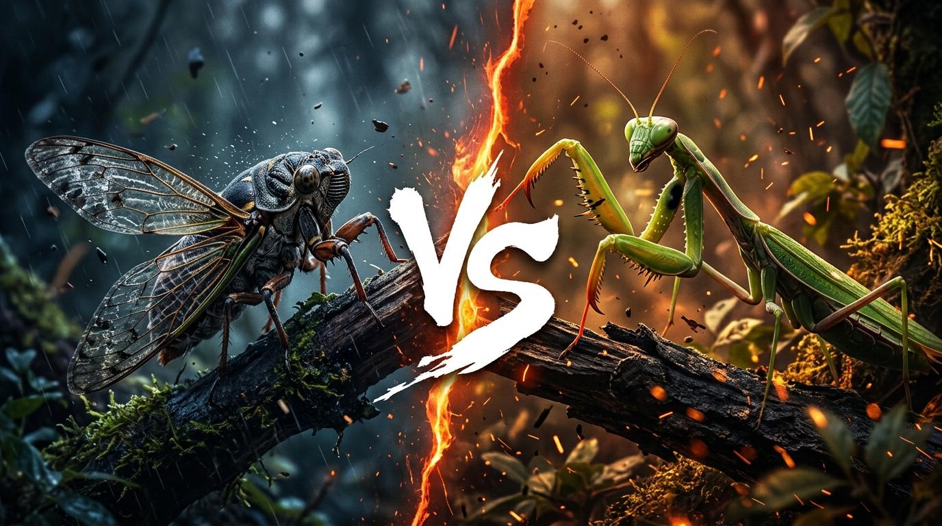 cicada-vs-praying-mantis comparison image on AnimalDex