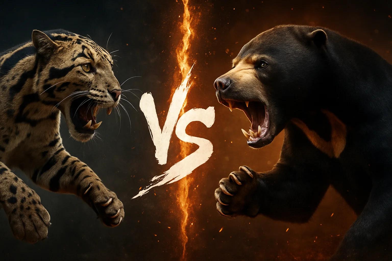 clouded-leopard-vs-sun-bear comparison image on AnimalDex