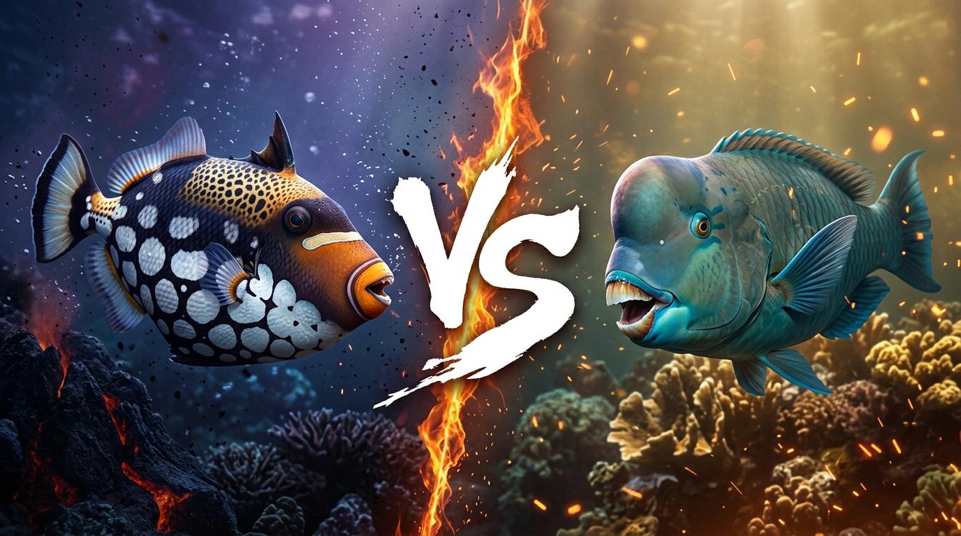 clown-triggerfish-vs-humphead-parrotfish comparison image on AnimalDex