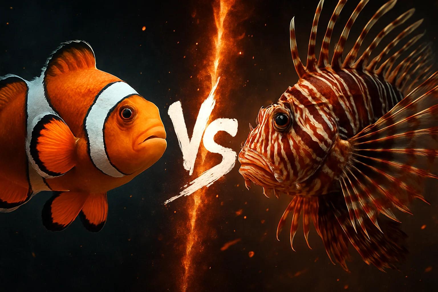 clownfish-vs-lionfish comparison image on AnimalDex