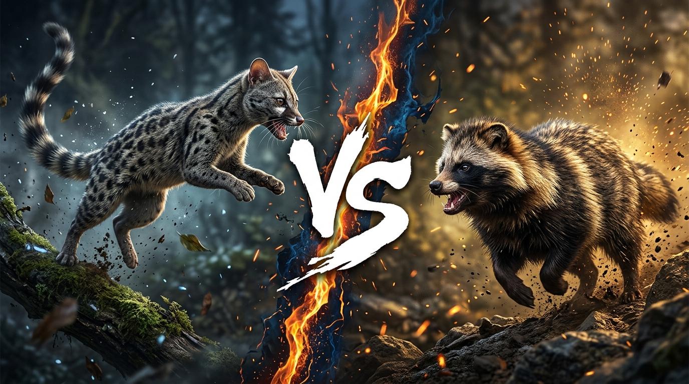 common-genet-vs-raccoon-dog comparison image on AnimalDex
