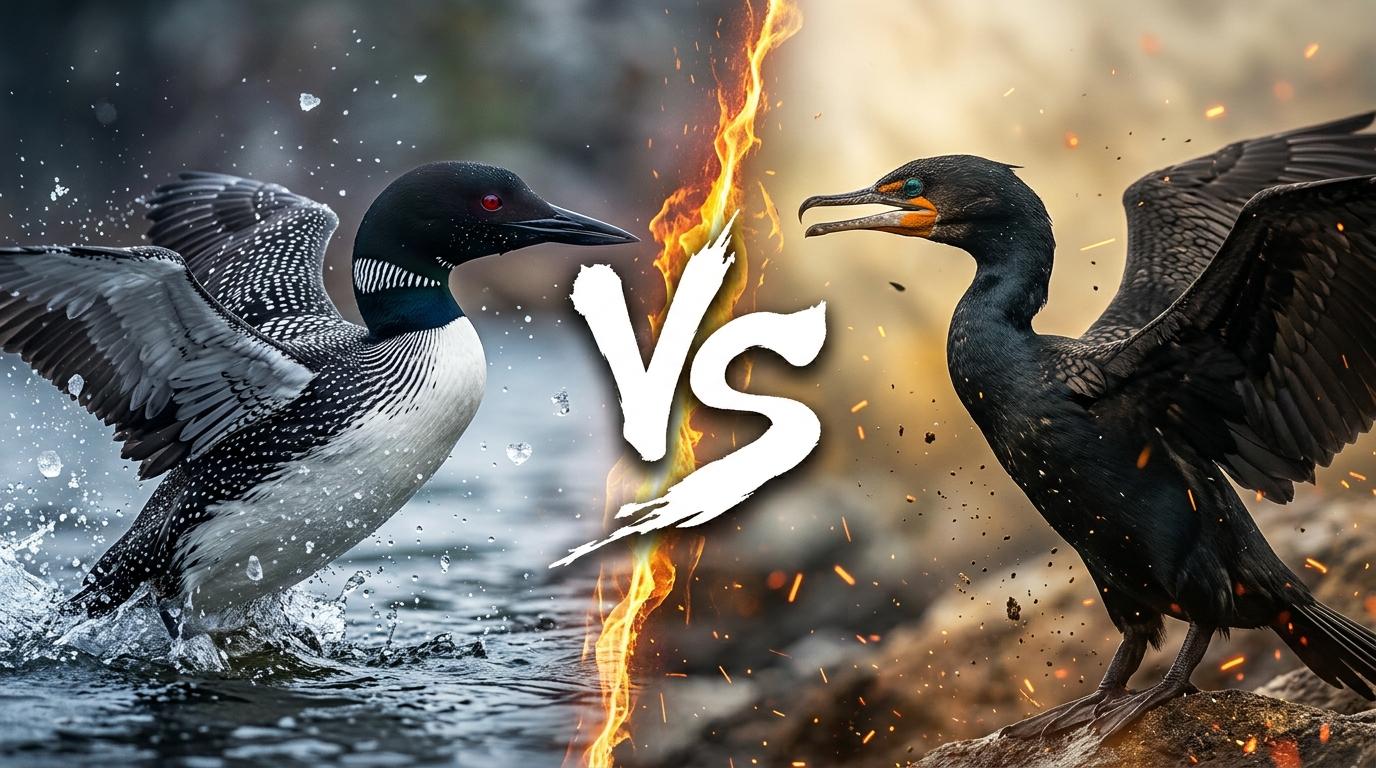 common-loon-vs-double-crested-cormorant comparison image on AnimalDex