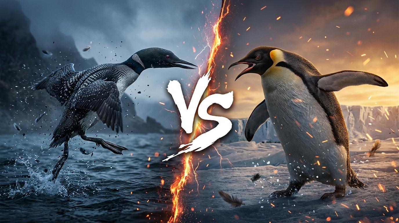 common-loon-vs-emperor-penguin comparison image on AnimalDex