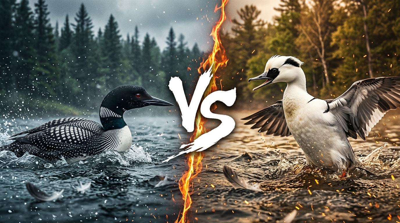 common-loon-vs-smew comparison image on AnimalDex
