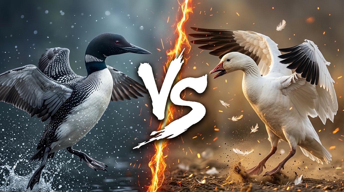 common-loon-vs-snow-goose comparison image on AnimalDex