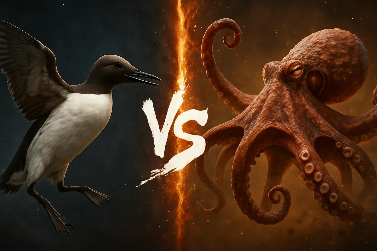 common-murre-vs-giant-pacific-octopus comparison image on AnimalDex