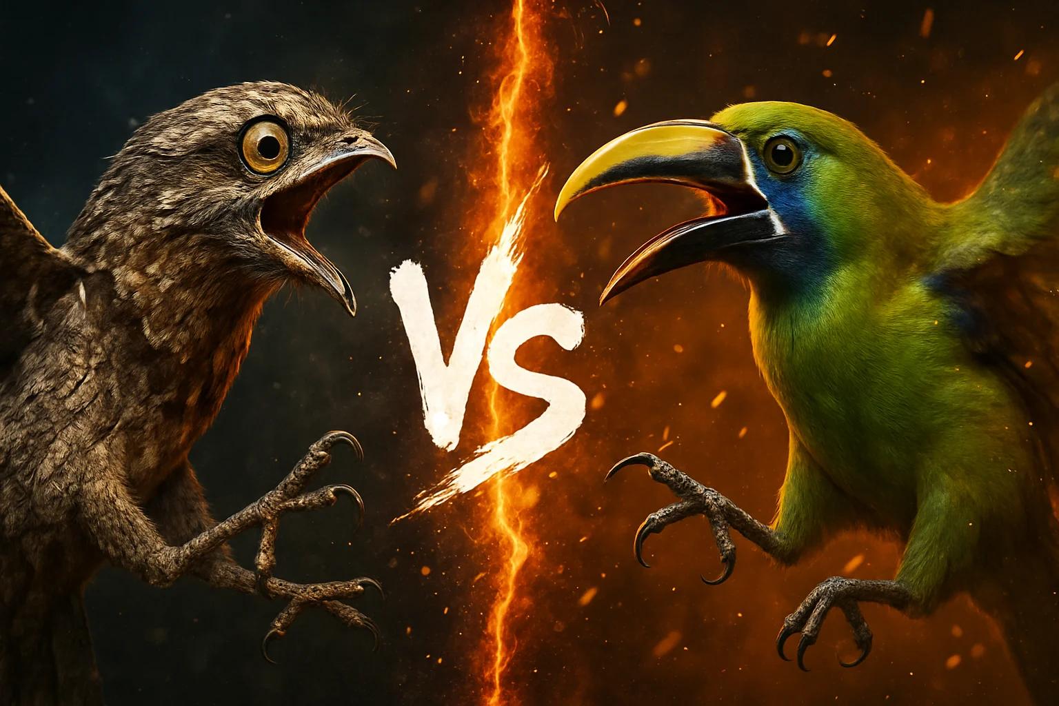 common-potoo-vs-emerald-toucanet comparison image on AnimalDex