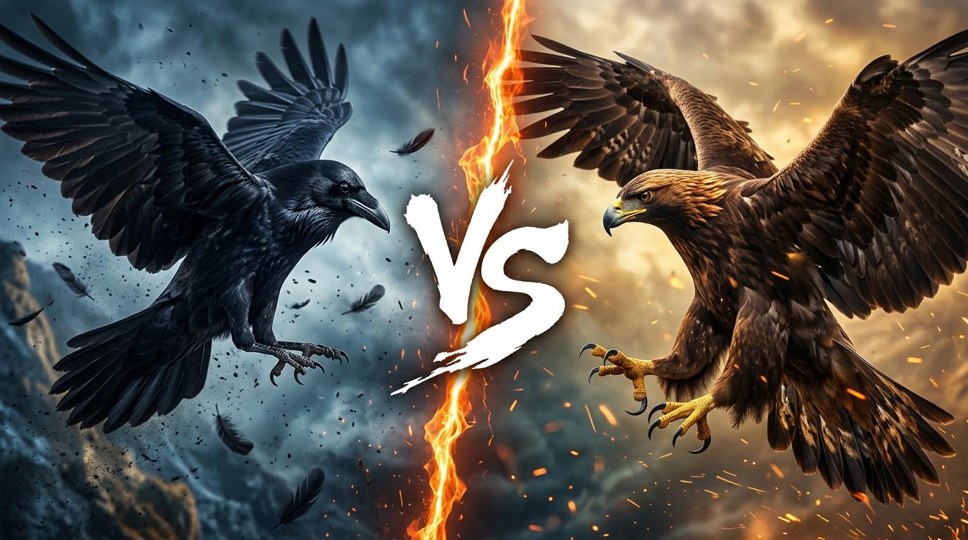 common-raven-vs-golden-eagle comparison image on AnimalDex
