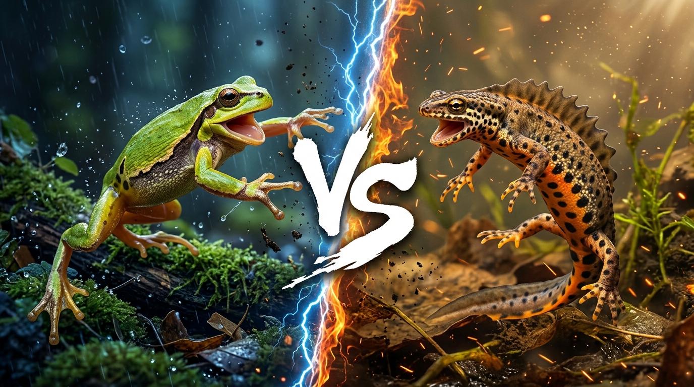 common-tree-frog-vs-smooth-newt comparison image on AnimalDex