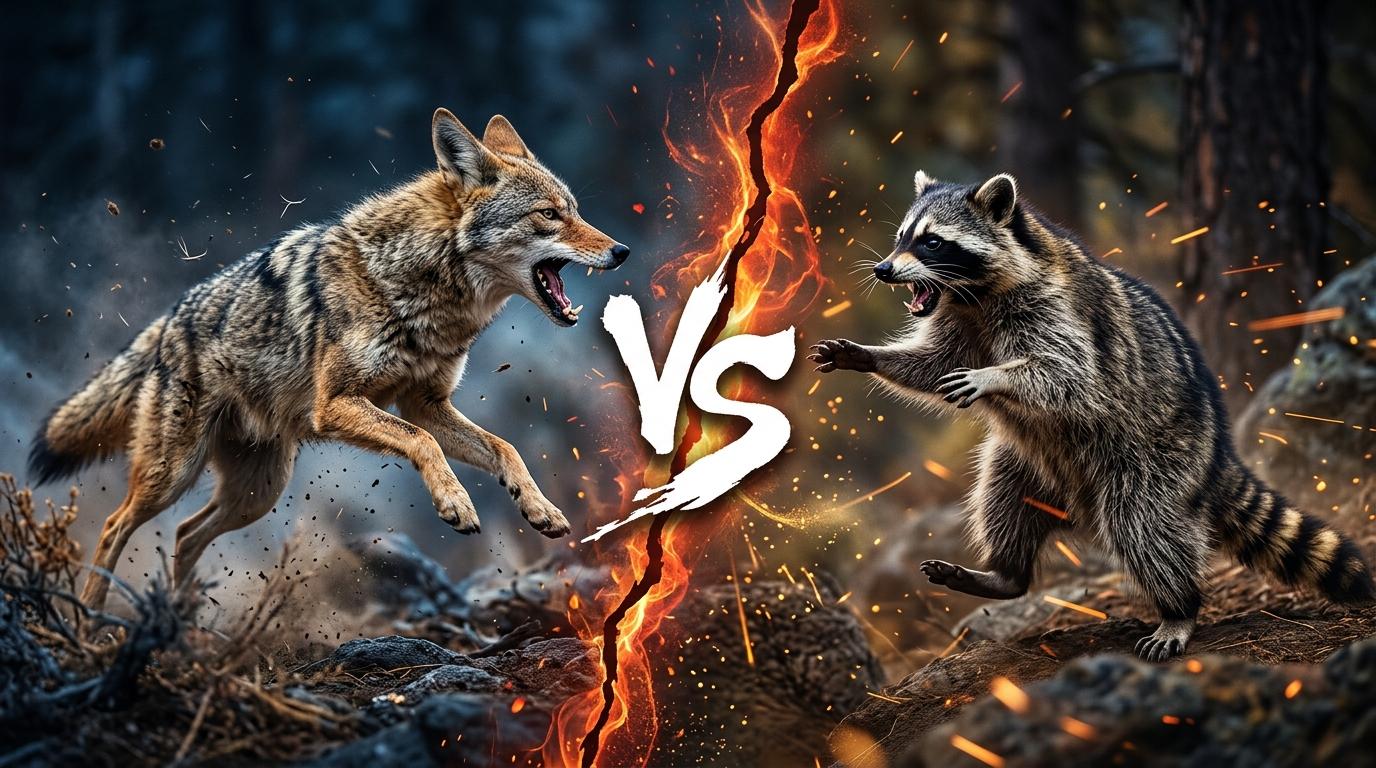 coyote-vs-north-american-raccoon comparison image on AnimalDex