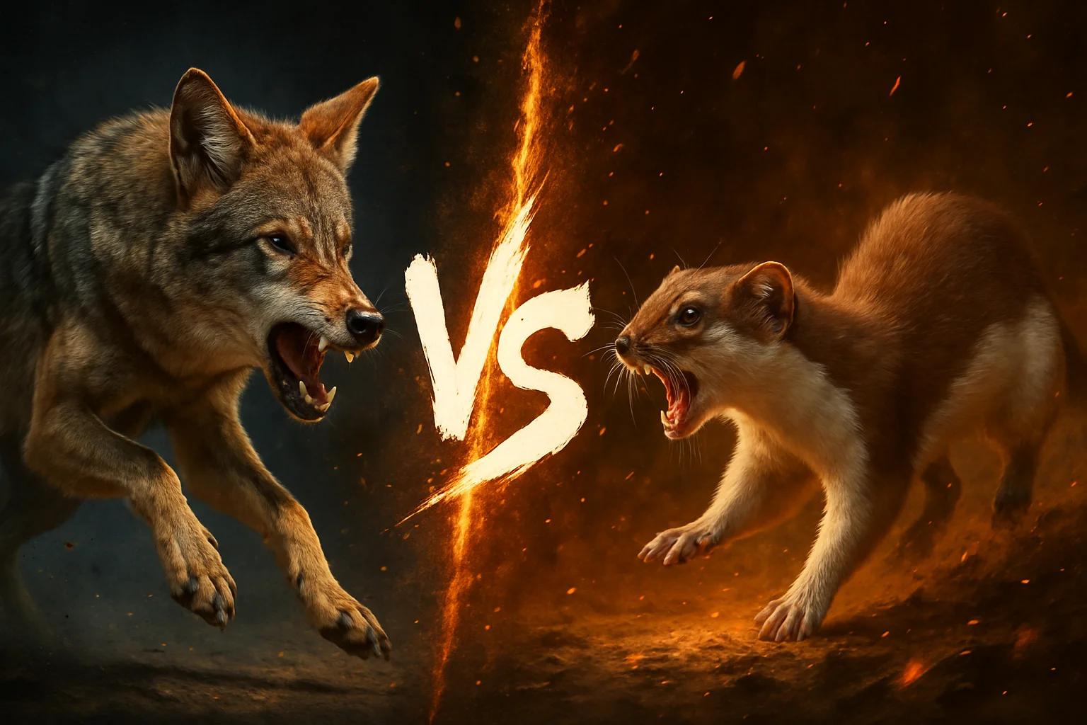 coyote-vs-stoat comparison image on AnimalDex