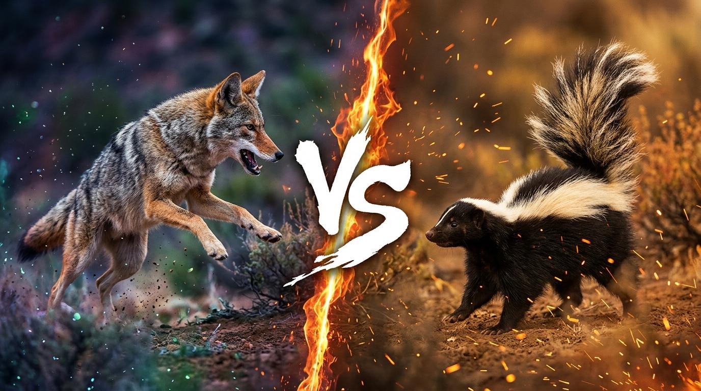 coyote-vs-striped-skunk comparison image on AnimalDex