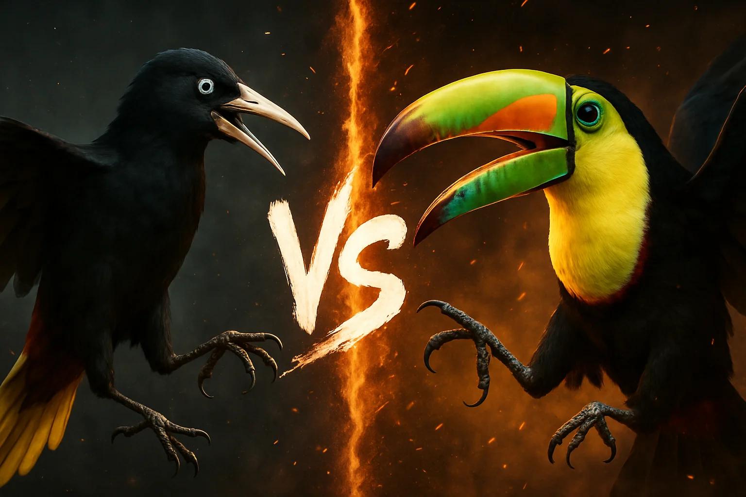 crested-oropendola-vs-keel-billed-toucan comparison image on AnimalDex