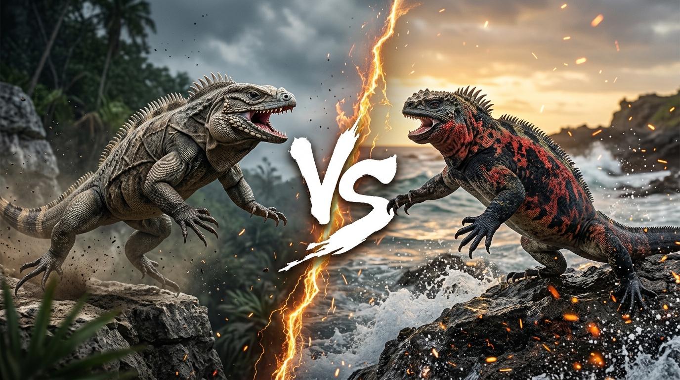 cuban-rock-iguana-vs-marine-iguana comparison image on AnimalDex