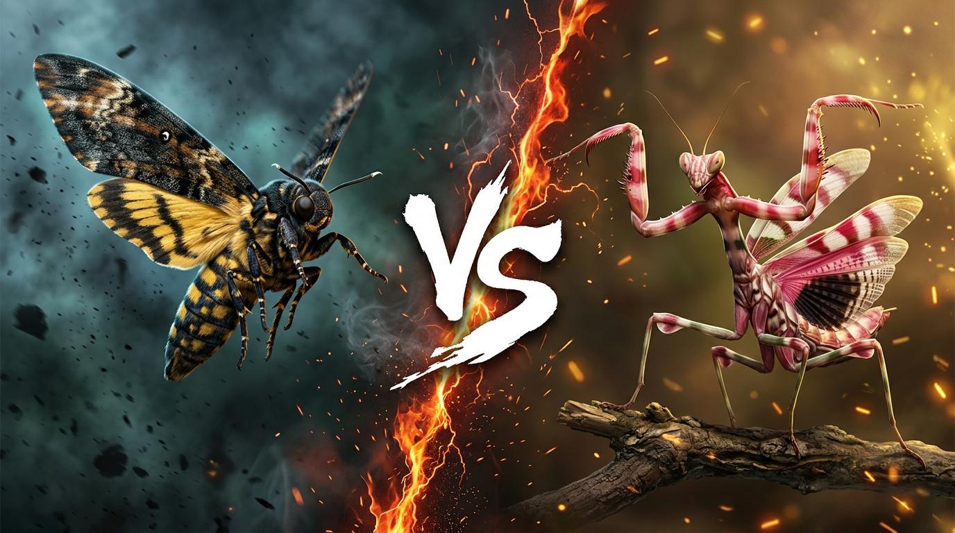 deaths-head-hawkmoth-vs-devils-flower-mantis comparison image on AnimalDex