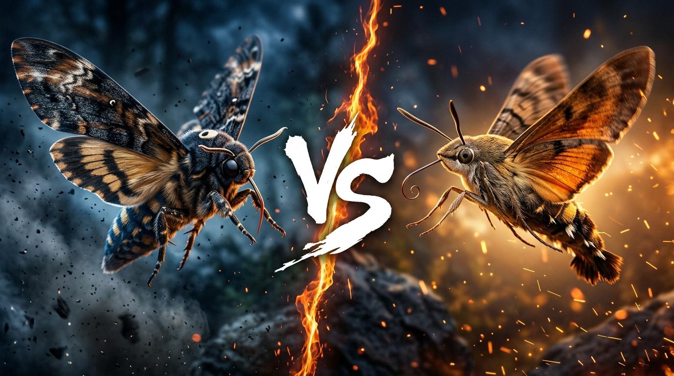 deaths-head-hawkmoth-vs-hummingbird-hawk-moth comparison image on AnimalDex