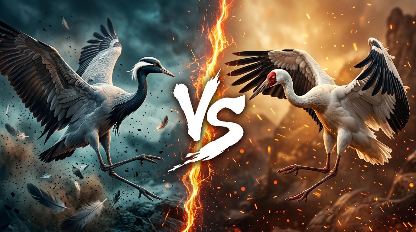 demoiselle-crane-vs-siberian-crane comparison image on AnimalDex