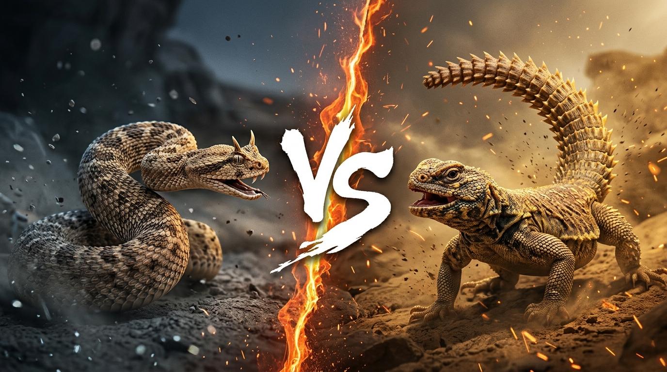 desert-horned-viper-vs-spiny-tailed-lizard comparison image on AnimalDex